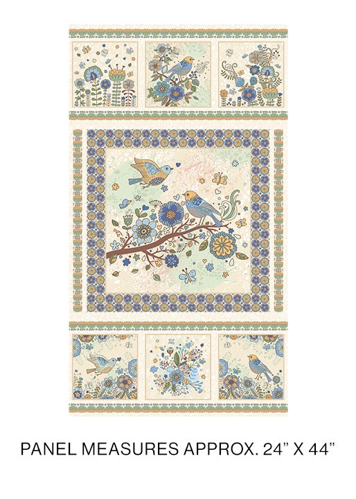Bird Song 1350050B Nature Walk Blue Panel Pat Sloan Benartex