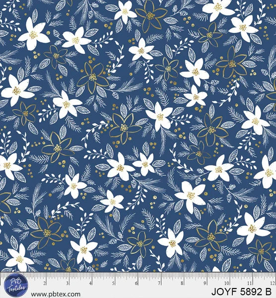Joyful Floral Toss Blue JOYF05892B Sara Berenson P&B Half Yard