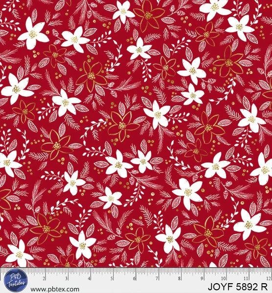 Joyful Floral Toss Red JOYF05892R Sara Berenson P&B Half Yard