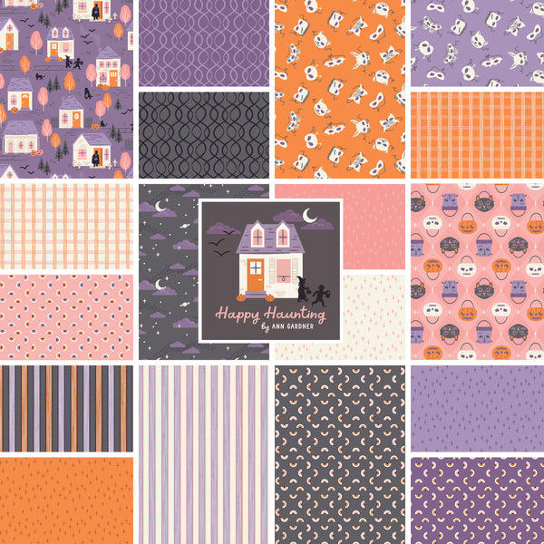 Happy Haunting Night Watch Purple 230425 Ann Gardner Cloud9 Half Yard