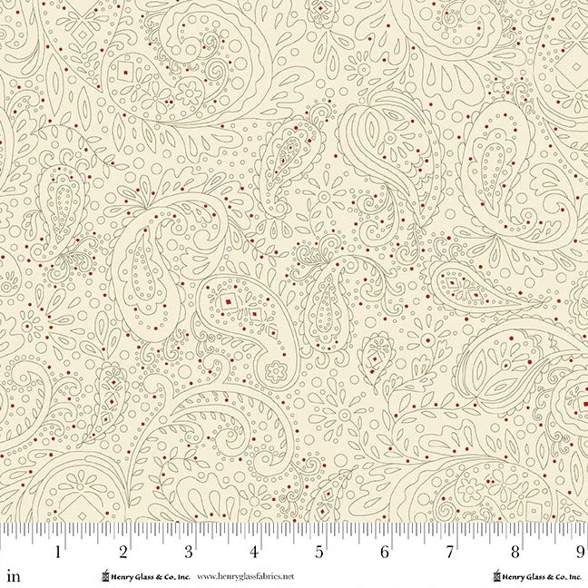 Buttercream & Brickle Bits Cream Meandering Paisley 1952-40 Kim Diehl Henry Glass Half Yard