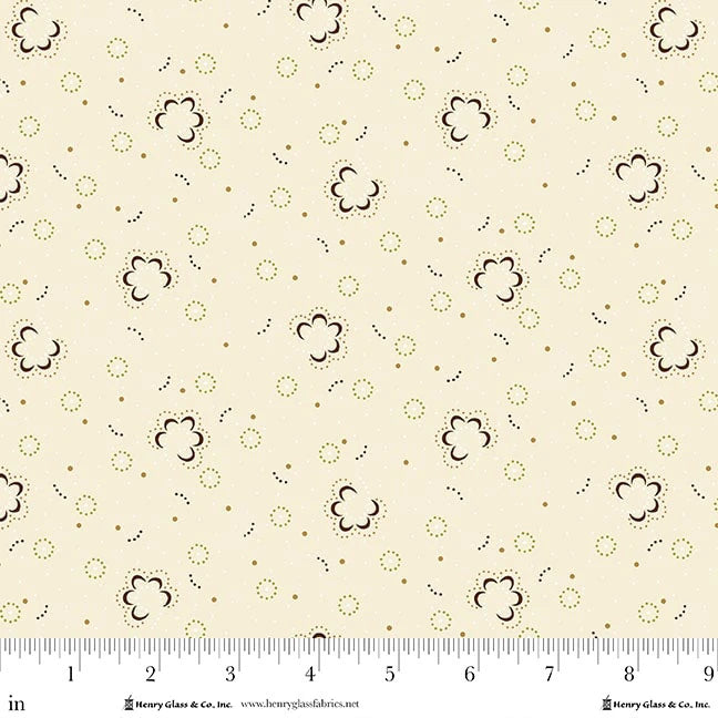Buttercream & Brickle Bits Cream Posh Posies 1953-40 Kim Diehl Henry Glass Half Yard