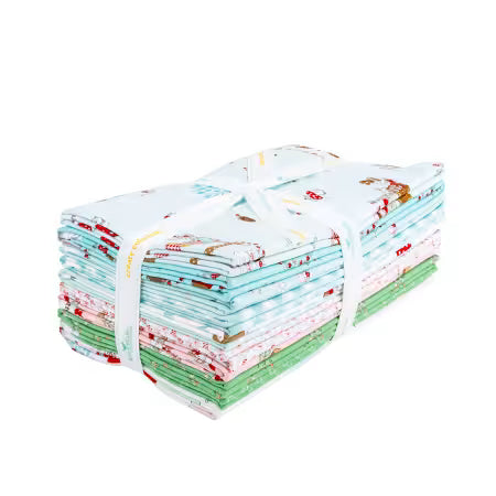 Whimsical Woodland 9 Yard + Cheater Print Bundle Aqua Tasha Noel Riley Blake 1YD-17640A-10