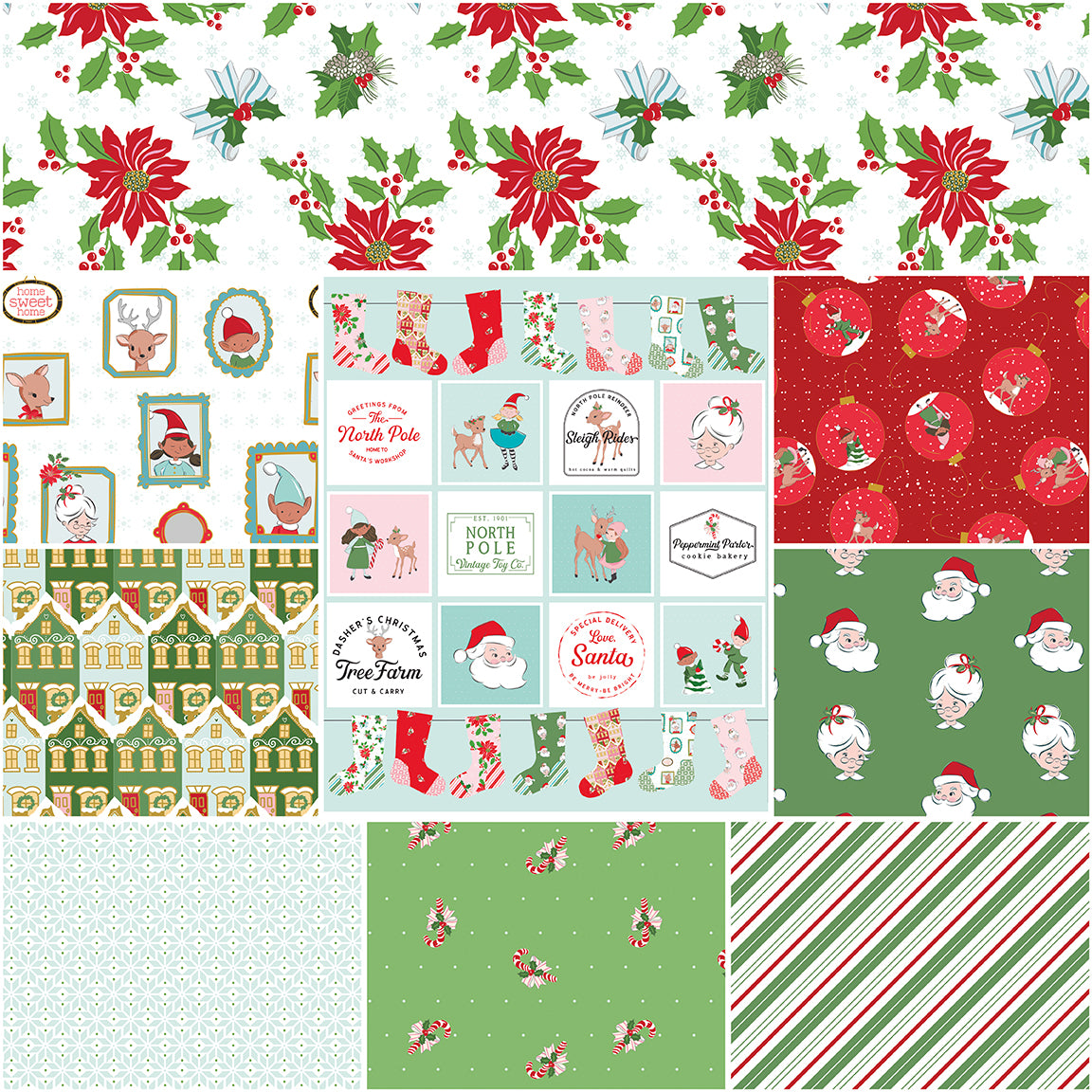 8 Yards + Panel Bundle Claus & Co. White Riley Blake 1YD-17740W-9