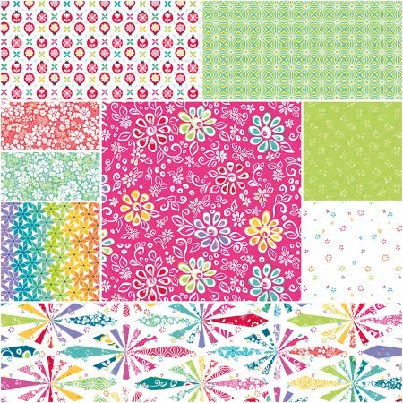 Chasing Rainbows 9 - 1 Yard Bundle 1YD­-18010PI­-9 Pink Leslie Ryan Riley Blake