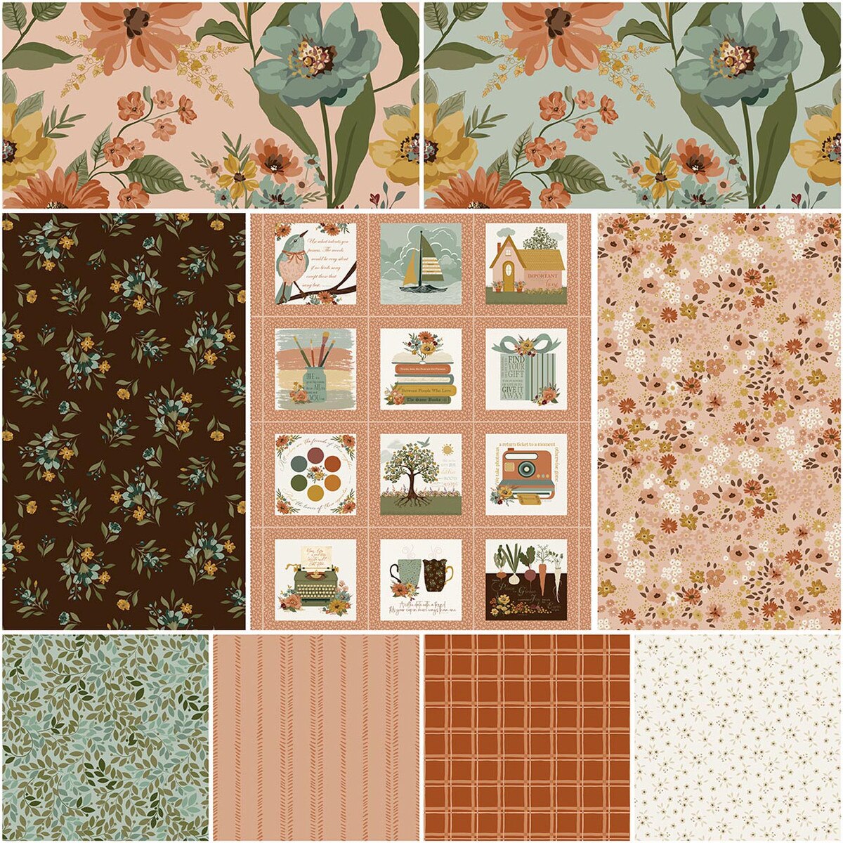 Worth Repeating 8 Yard + Panel Bundle Blush Sandy Gervais Riley Blake 262Y