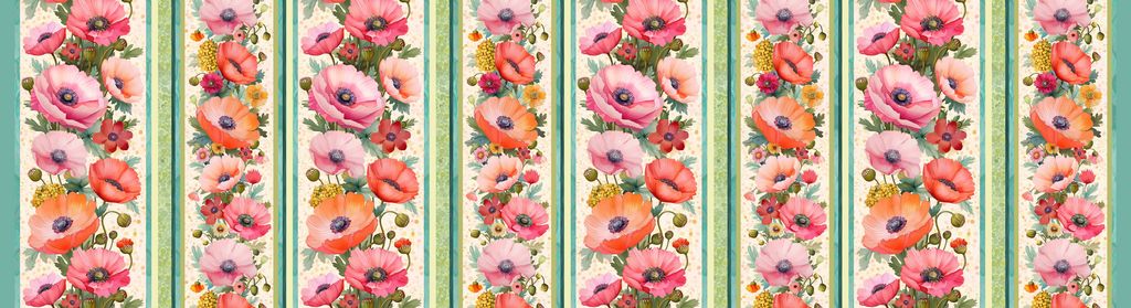 Garden Wish FLORA-CD4682 CREAM Wild Floral 11" Stripes Timeless Treasures Half Yard