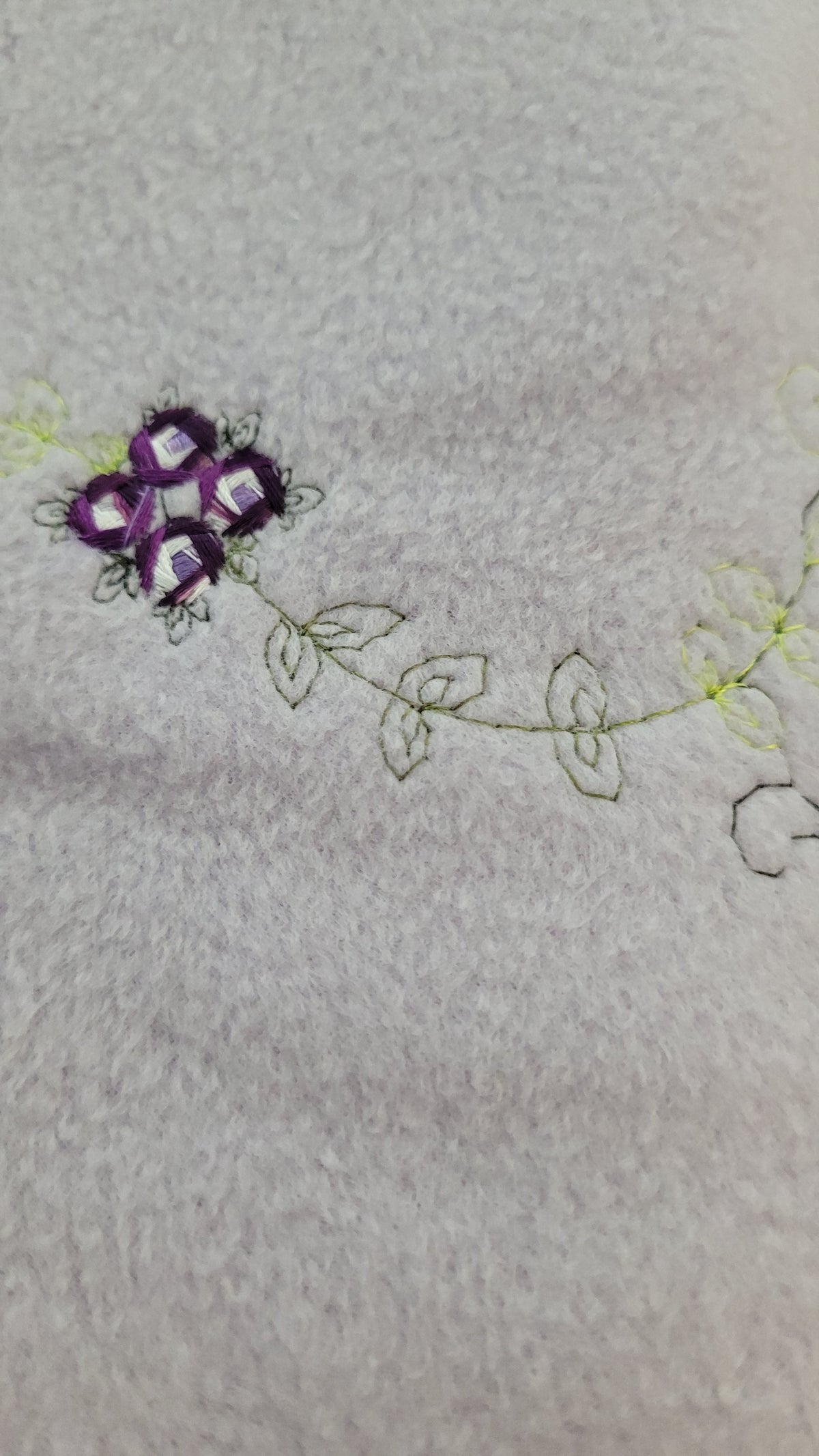 Embroidered Fleece Purple by the half yard