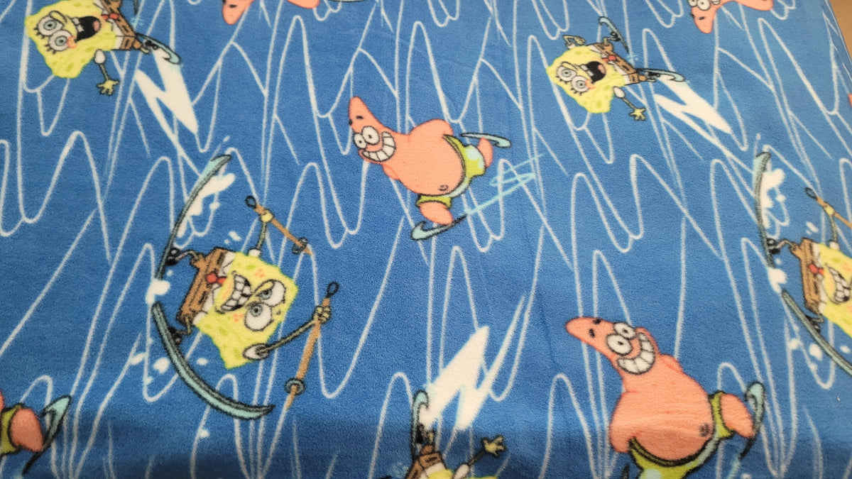 Sponge Bob and Patrick Winter Sports Fleece sold by the Half Yard