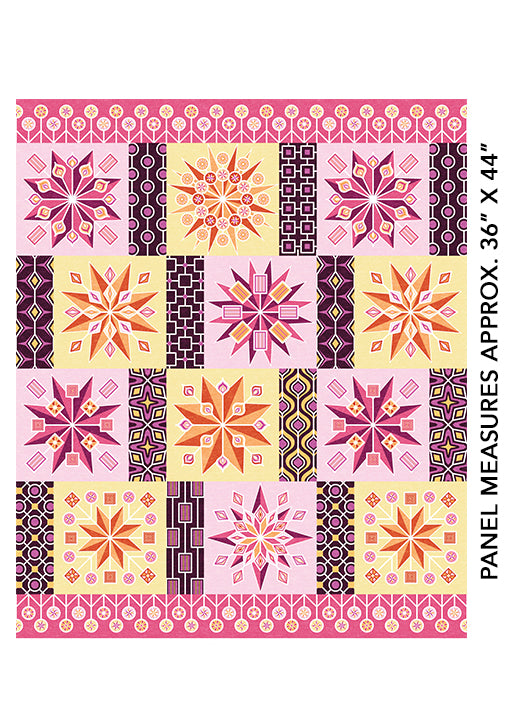 Cotton Shot Harmony 0227826B Lollipop Blocks Rose Panel Amanda Murphy Benartex