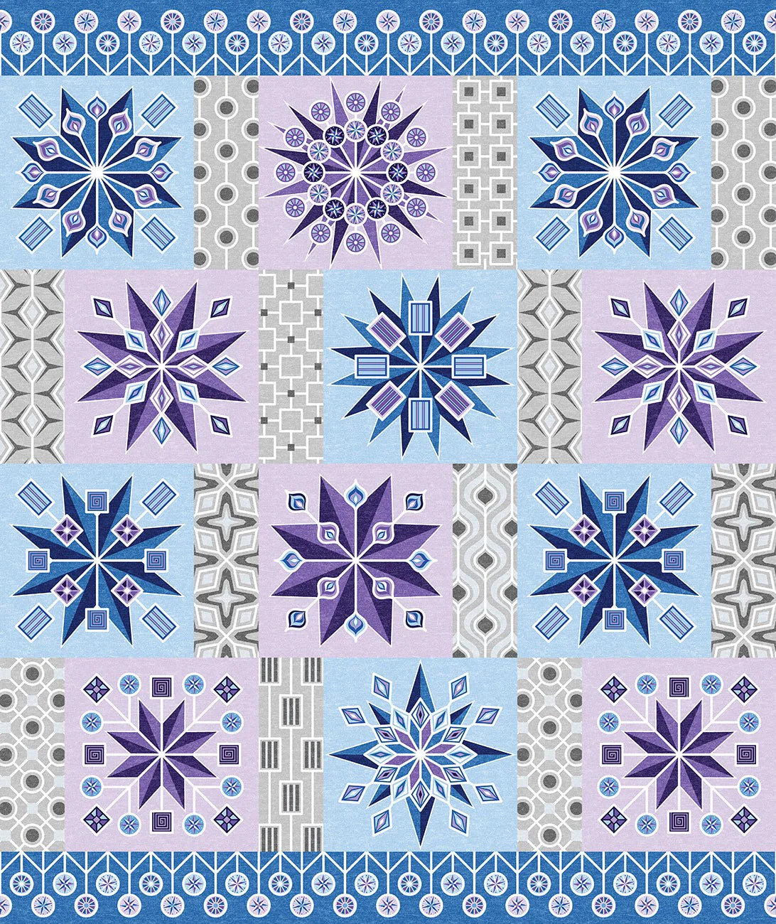 Cotton Shot Harmony 0227805B Lollipop Blocks Blue Panel Amanda Murphy Benartex