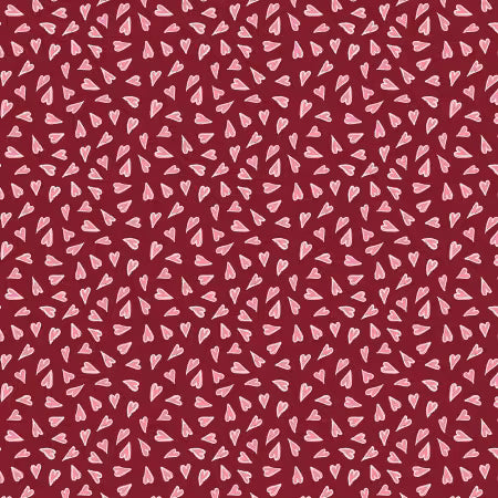 Folk Love 230089 Hearts Adrift Dark Red Victoria Croydon Cloud9 Half Yard