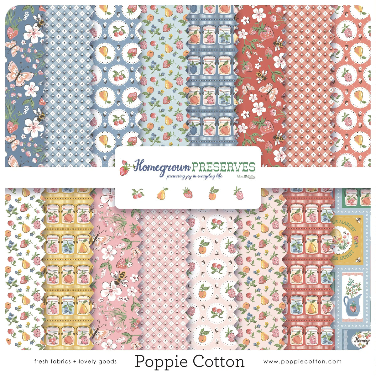 Homegrown Preserves 5" Stacker Charm Pack Sheri McCulley Poppie Cotton