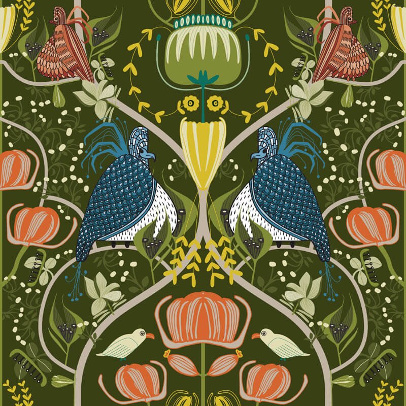 Exotic Splendour Royal Serenade Green Kathy Jurris RB Studios RBSES2610/09 By the Half Yard