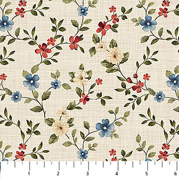 Farmhouse Sampler 28604-11 Floral Trail Cream Multi Deborah Edwards Northcott Half Yard