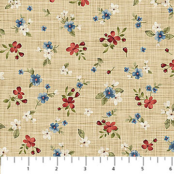 Farmhouse Sampler 28605-12 Floral Toss Beige Multi Deborah Edwards Northcott Half Yard