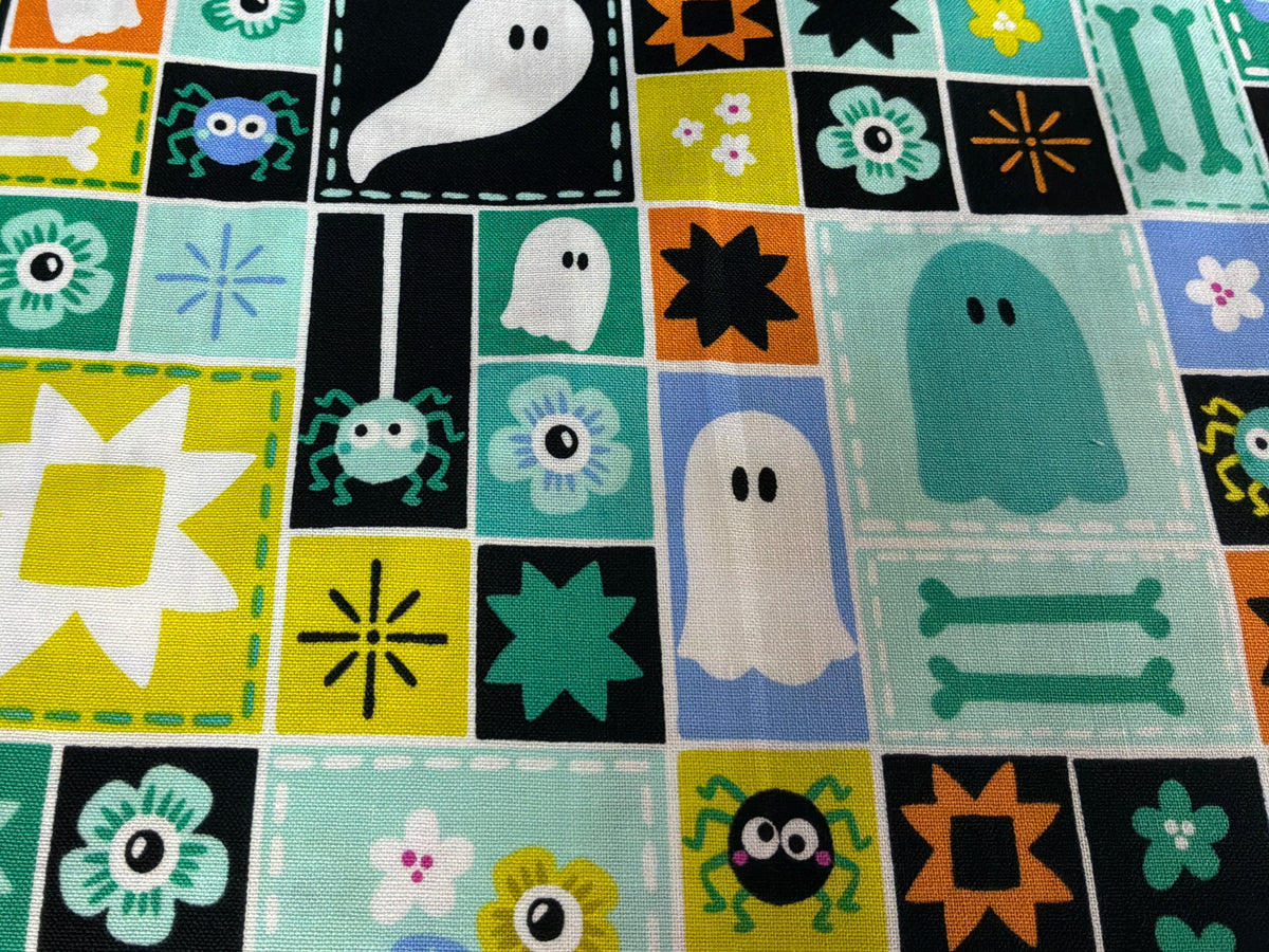Ghostly Garden Sew Spooky AQUA by KP Creates For Andover A-10195-T Half Yard