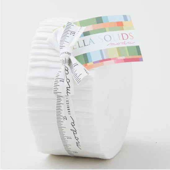 Bella Solids 2.5" Jelly Roll White 40 Pcs 9900JR 98 Moda
