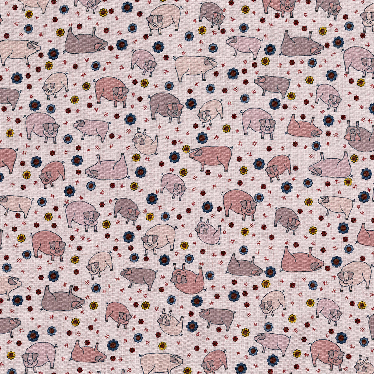 High Meadow Farm Tossed Pigs Clay Lynette Anderson RJR Fabrics RJR 3043-1 By the Half Yard