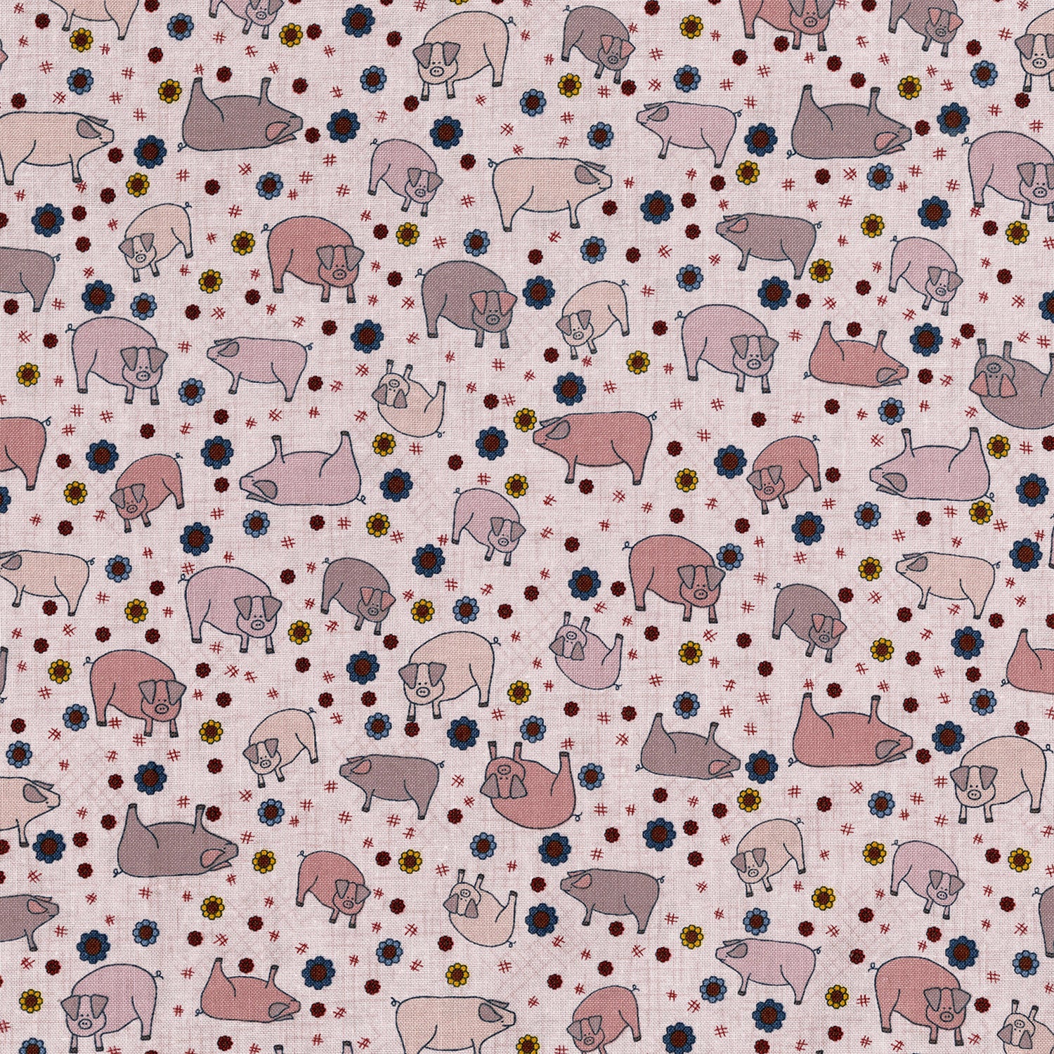 HIGH MEADOW FARM  TOSSED PIGS CLAY RJR FABRICS RJR3043/1 HALF YARD
