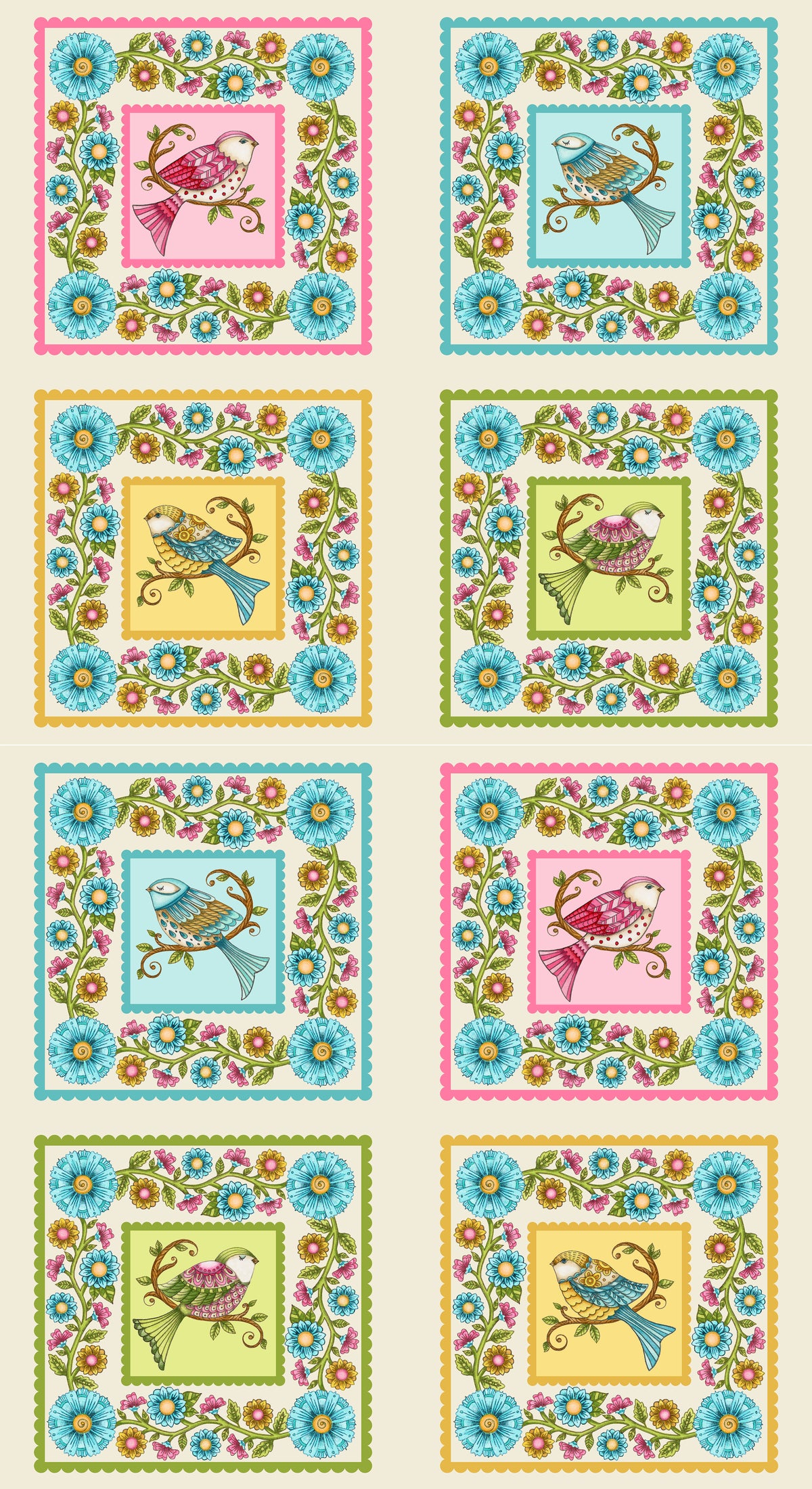 Lori's Art Garden Love Me Love Me Not Cream Lori Gardner Woods RJR Fabrics RJR 3242-1 By the Panel