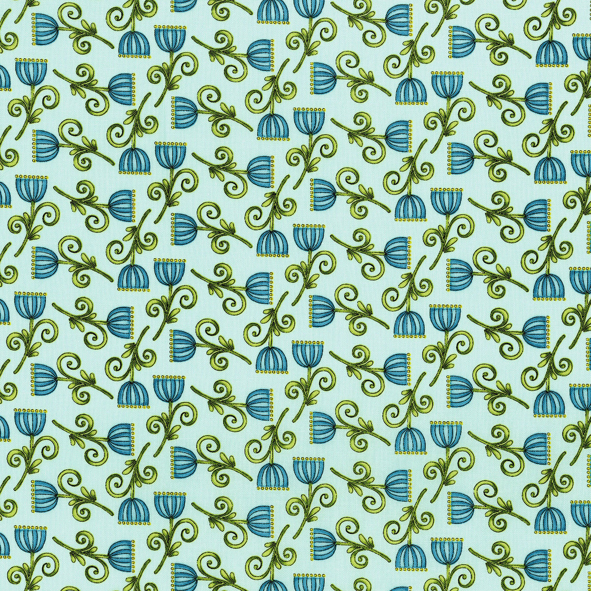Lori's Art Garden Sweet Blossom Blue Lori Gardner Woods RJR Fabrics RJR 3247-3 By the Half Yard