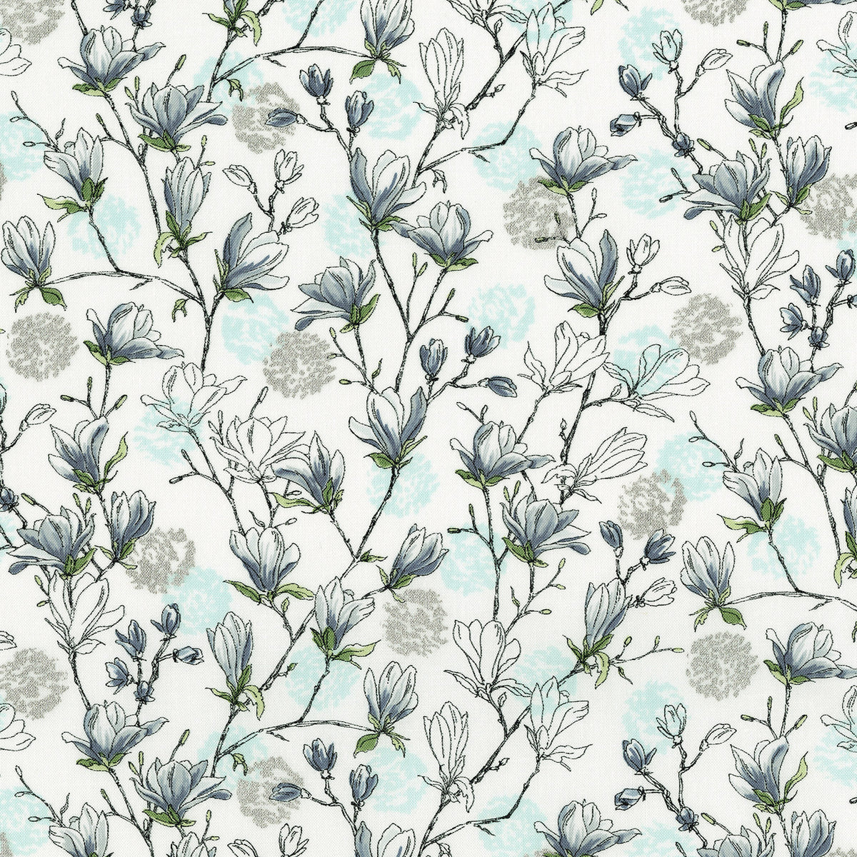 Serene Spring Budding Blossoms Ice Metallic Flaurie & Finch RJR Fabrics RJR3252/1 By the Half Yard