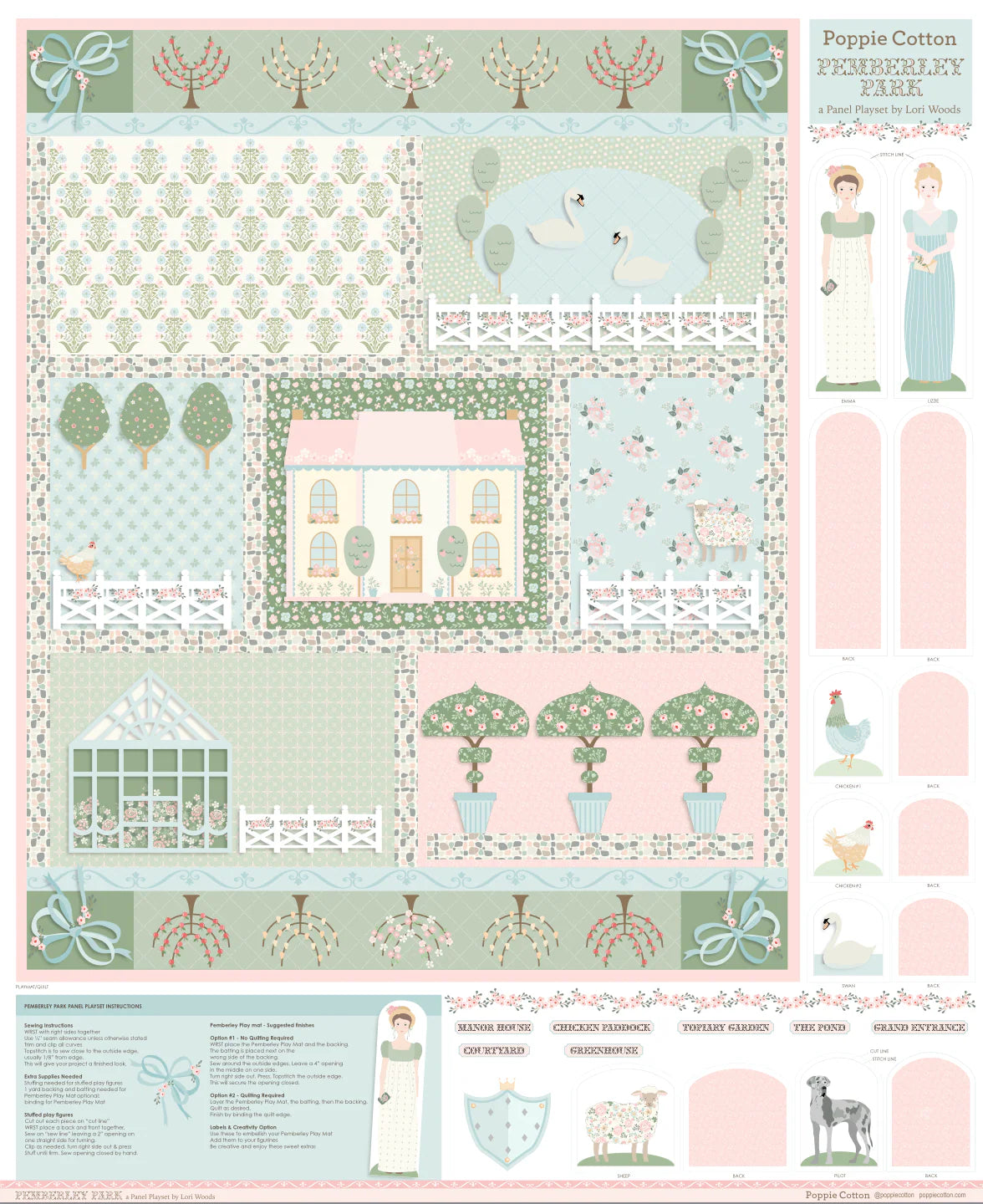 Pemberley Park PE261217 Pemberley Park Panel Lori Woods Poppie Cotton