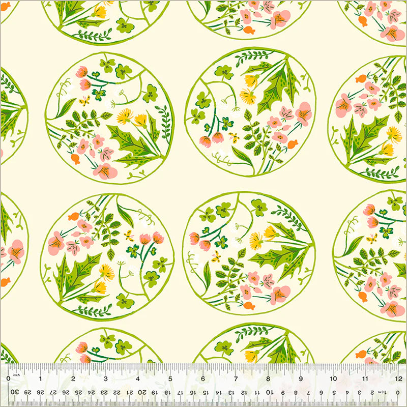 Studio Edit 40928D-5 Floral Wreaths Cream Heather Ross Windham Half Yard