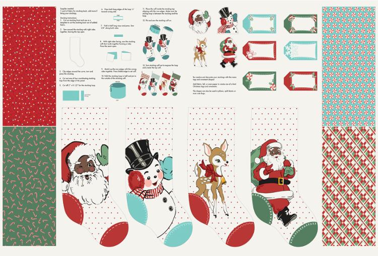 Holly Jolly Black Santa 36" Stocking Panel 31187 21 Urban Chiks Moda
