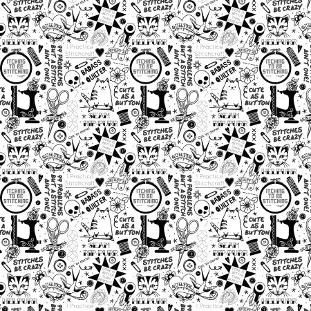 Quilty Helpurrs by Pammie Jane White Pardon Ymy Puns White ST-DPJ3352-WHITE Half Yard