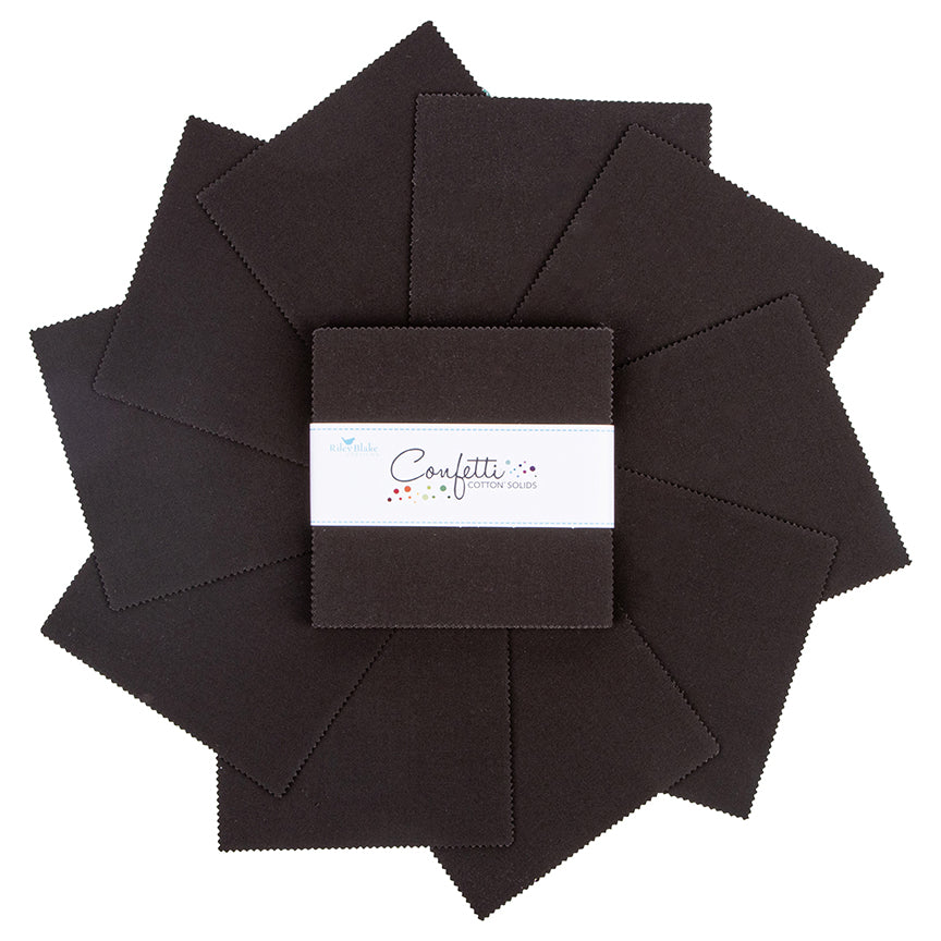 Confetti Cotton Licorice 5 Inch Stacker, 42 Pcs. Riley Blake 5-120-LICORICE-42