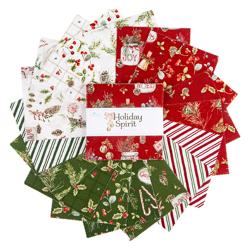 Holiday Spirit 5" Stacker Charm Pack Lisa Audit Riley Blake 5-17460-42