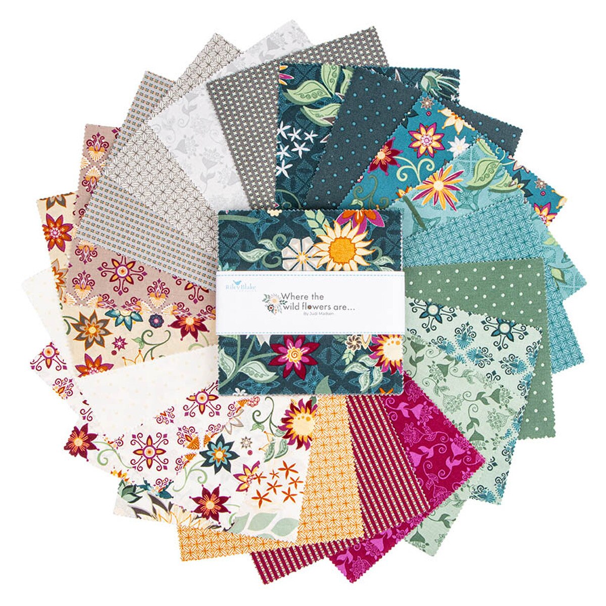 Where the Wild Flowers Are 5'' Charm Pack Stacker 42 Pcs 5­-18250­-42 Judi Madsen Riley Blake Designs