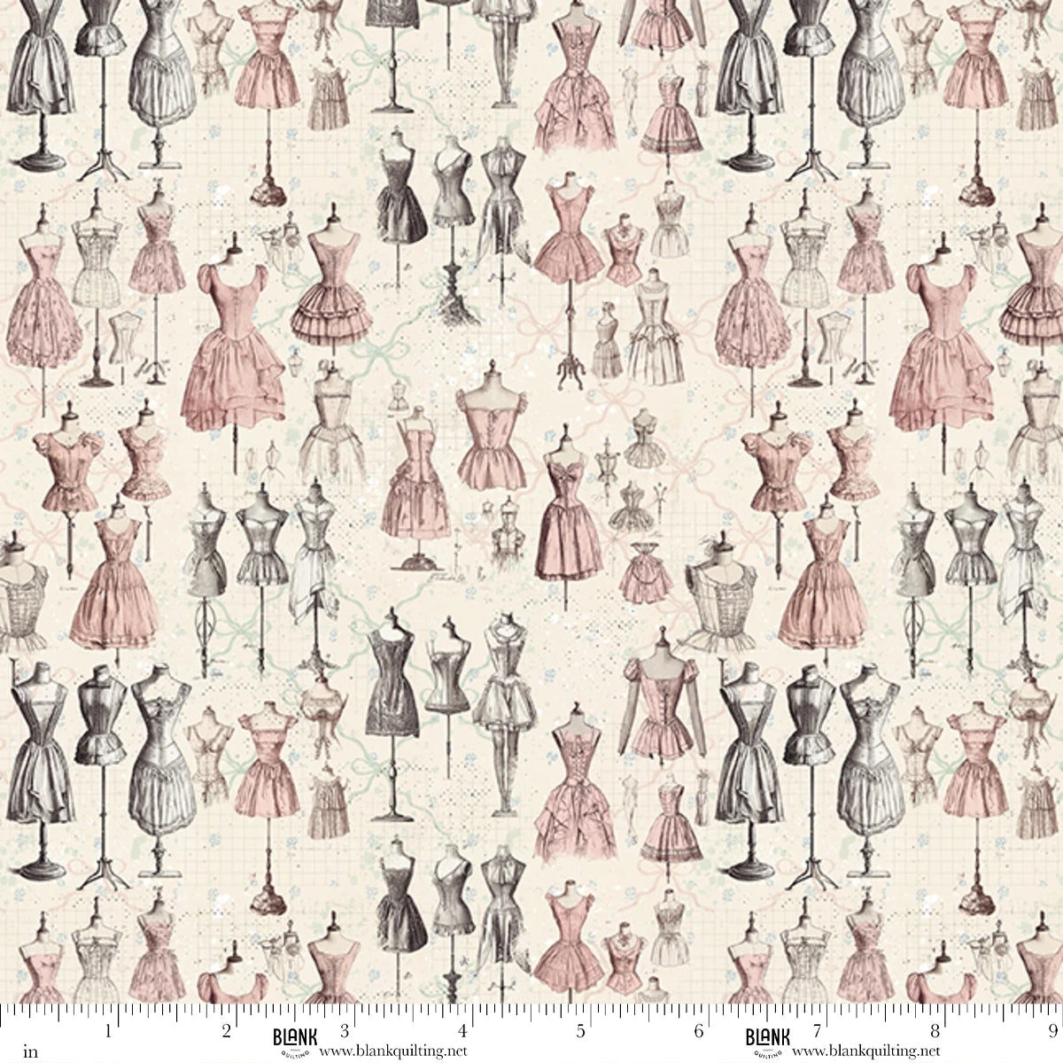 Buttons and Keepsakes Mannequins 5357-12 Frank Garcia Blank Quilting Half Yard