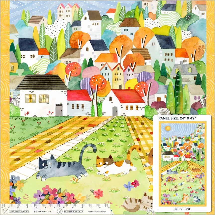 Cats Around Town 24" Panel 54995DP-1 Sue Miano Windham 173P