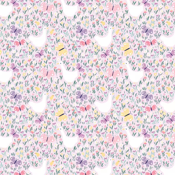 Bunny Blossoms 228425 Geese and Butterflies Pink/Multi Dominika Godette Cloud9 Half Yard