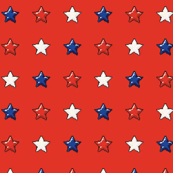 Pop Stars 228797 8-Bit Stars Red Cloud9 Half Yard