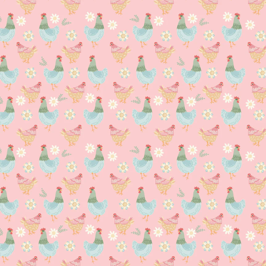 Pemberley Park PE261213 Henhouse Pink Lori Woods Poppie Cotton - Half Yard