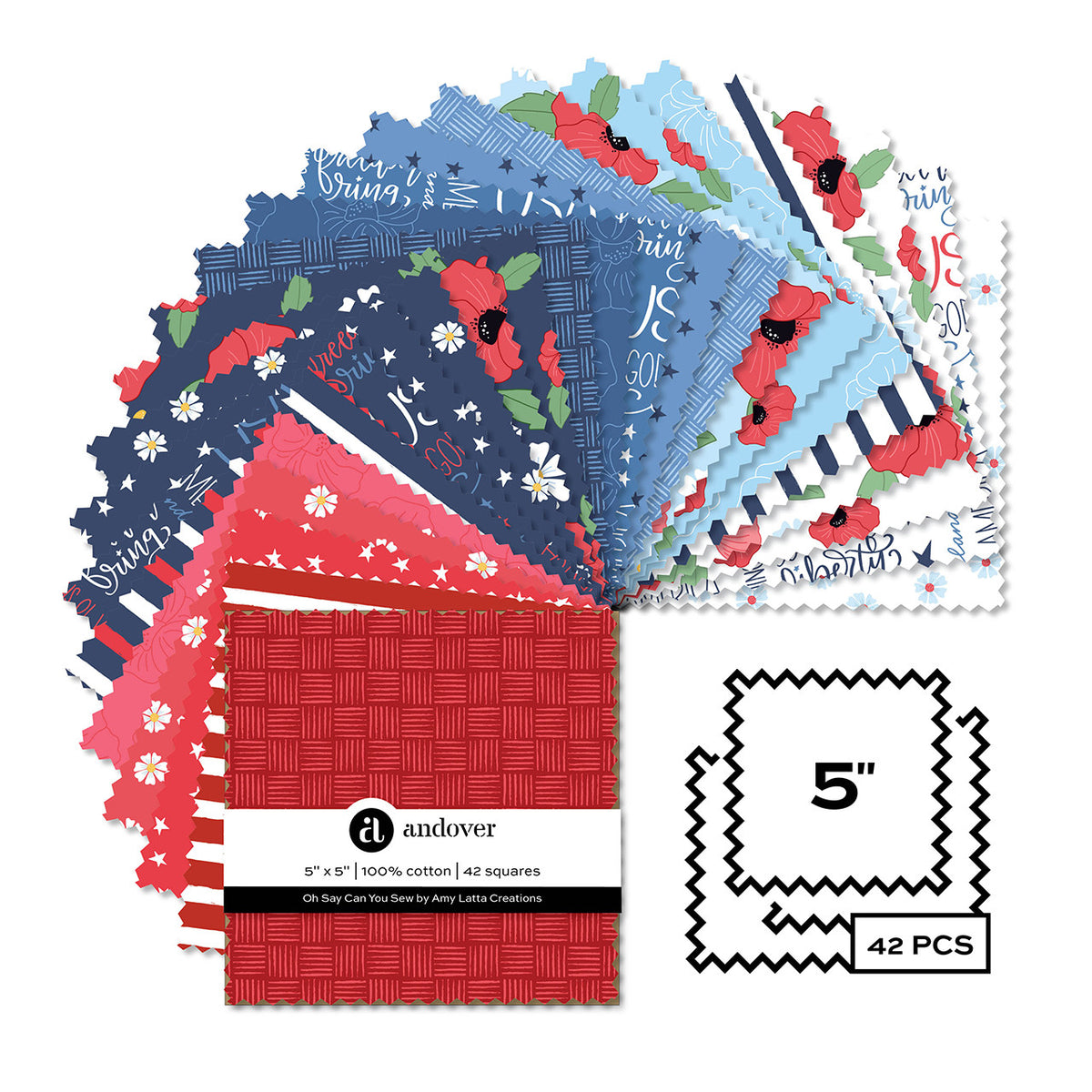 Oh Say Can You Sew 1S-OHSAY-X Twelve 5" Square Amy Latta Andover