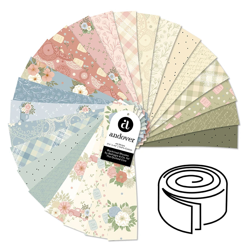 Backroad Blooms 2.5" Jelly Roll Strips 2S-BACKR-40 The Quilted Cow Andover