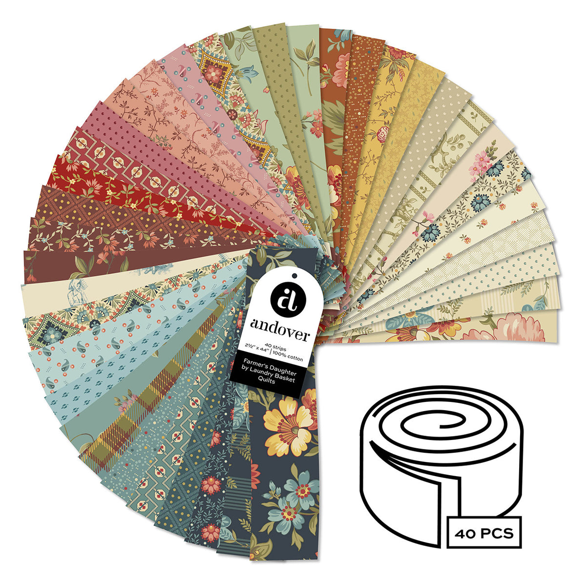 Farmer's Daughter 2.5 Inch Strips by Laundry Basket Quilts Andover