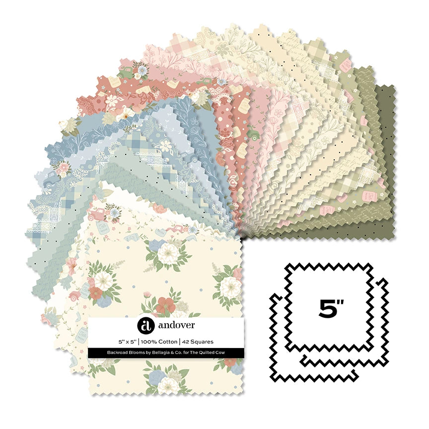 Backroad Blooms 5" Charm Pack Square 5-BACKR-42 The Quilted Cow Andover