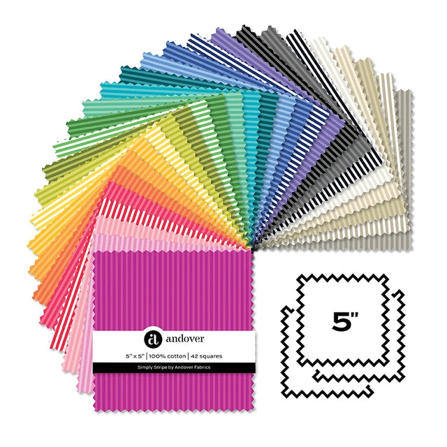 Simply Stripe 5" Square Charm Pack 5-SIMST-42 Andover