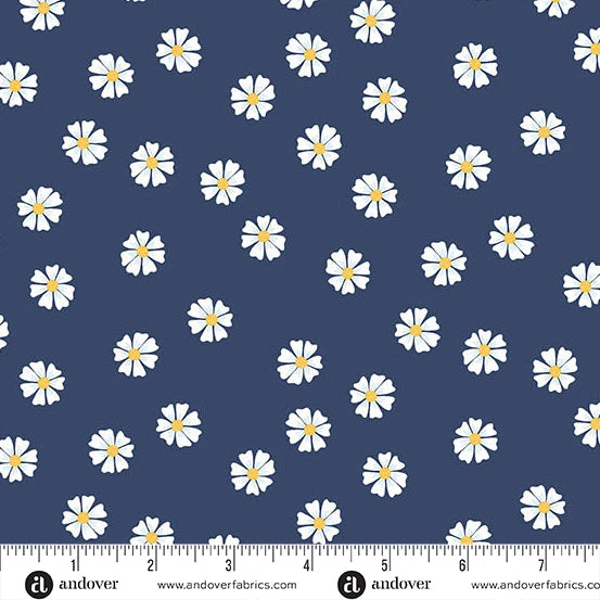 Oh Say Can You Sew Dancing Daisies Navy A-10002-B Amy Latta Andover Half Yard