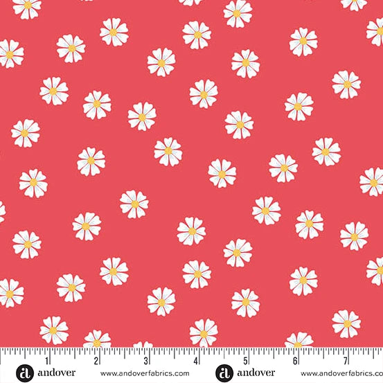 Oh Say Can You Sew Dancing Daisies Red A-10002-R Amy Latta Andover Half Yard