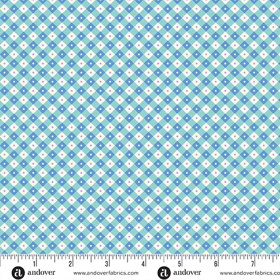 Beloved Blossoms Checker Dot Mint A-10417-T Andover Half Yard