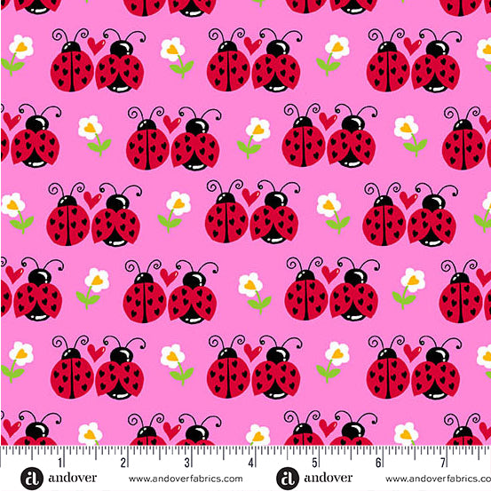 Little Ladies Flutter Friends Hot Pink A-10501-E Tami Jones Andover Half Yard