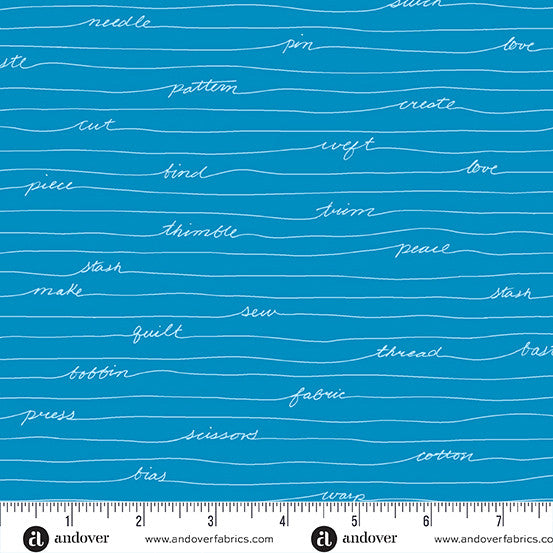 Scrawl A-1216-B Longhand Sea Giucy Giuce Andover Half Yard