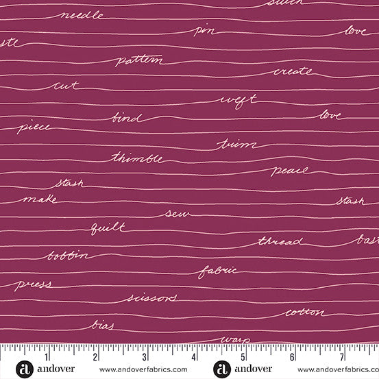 Scrawl A-1216-P Longhand Malbec Giucy Giuce Andover Half Yard